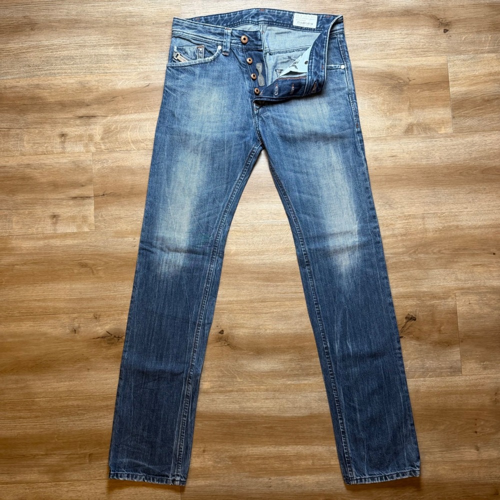 Diesel Darron Jeans Mens 27x32 Blue Regular Slim Tapered Denim 3D Wash 0885R